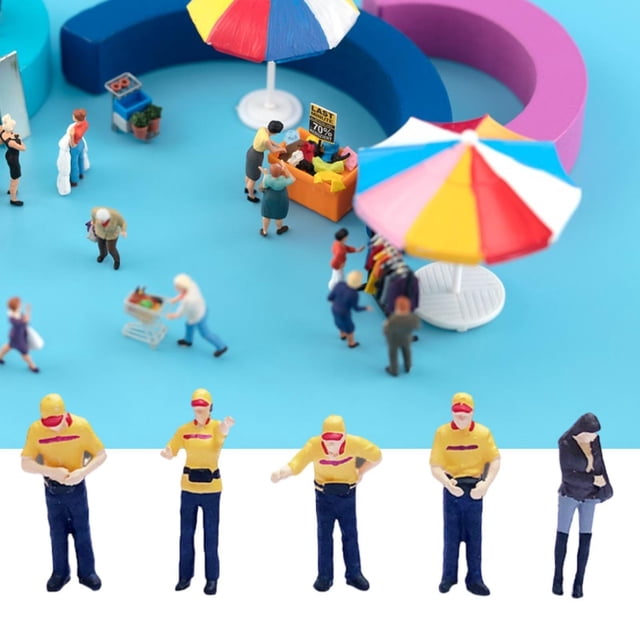 5 figuras de personas a escala 1:64, diseño decorativo, colección de decoración de paisajes, escenas en miniatura, modelo de personas pequeñas para conjunto amarillo