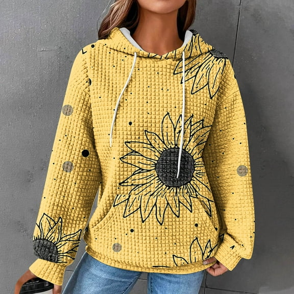 Womens Sweatshirts Plus Size Hoodie Long Sleeve Plain Round Neck Casual Sweatshirts Yellow S
