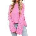 thumbnail image 1 of Womens Sweaters Pullover Oversized Deep V Neck Off Shoulder Tops Long Sleeves Loose Knit Sweater, 1 of 6