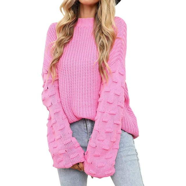 Womens Sweaters Pullover Oversized Deep V Neck Off Shoulder Tops Long Sleeves Loose Knit Sweater