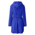 thumbnail image 4 of Kaemgyyd Hooded Robes for Women Plush Fleece Long Sleeve Kimono Soft Bathrobe Fall Winter Warm Short Robe Lounge Sleepwear with Belt, 4 of 5