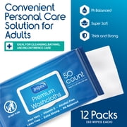 Inspire Adult Wet Wipes Adult Wash Cloths Extra Large, Adult Wipes for Incontinence & Cleansing, 8x12, 600 Count, 12 Packs of 50