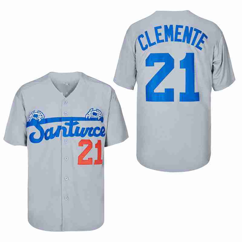 Roberto Clemente 21#Santurce Crabbers Puerto Rico Men's Baseball Jersey, Size: Small, Gray