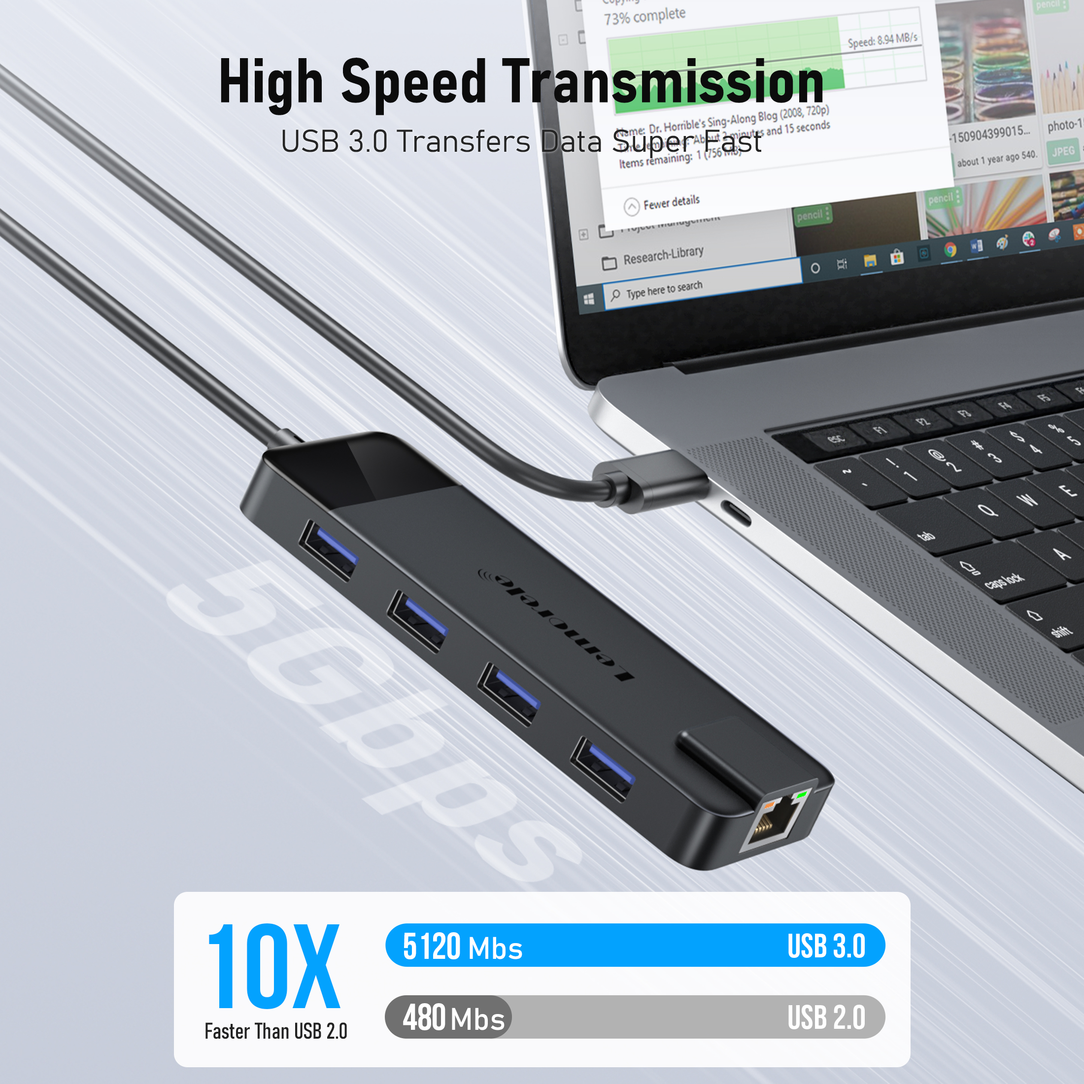 Lemorele 2025 Upgraded 10 in 1 Docking Station with 1000M Ethernet, 4k HDMI, 4 x USB A Data Ports, 100w PD, USB C 3.0, SD/TF Card Reader Multi-Port USB C Adapterfor Mac/Windows/Android/Iphone
