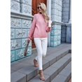 thumbnail image 6 of Womens Turtle-Neck Oversized Sweaters Casual Long Sleeve Pullover Loose Chunky Knit Jumper Pink L, 6 of 8