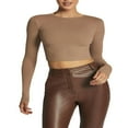 thumbnail image 1 of PENGXIANG Femmes Manches Longues Crop Tops Col Rond Slim Fit Tops Exposés Bas de Nombril Chemises, 1 of 7