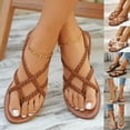thumbnail image 6 of Flip Flop for Women 2025 Boho Beach Summer Braided Leather Strappy Flat Sandals Casual Dressy Sandals, 6 of 7