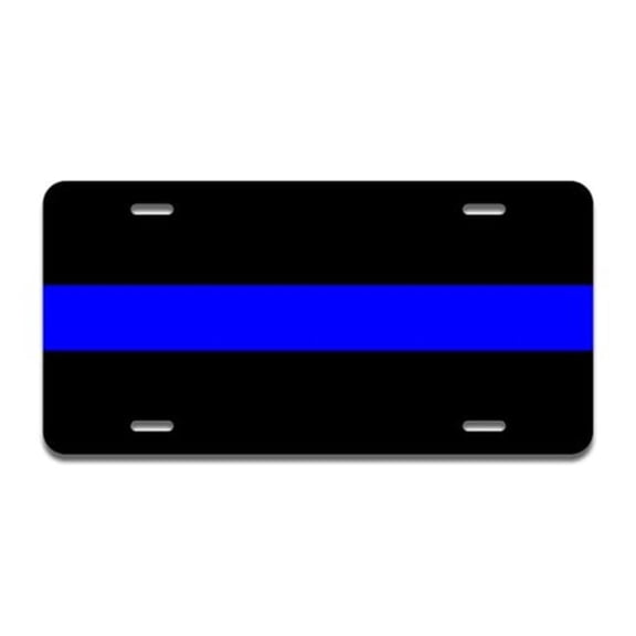 Aluminum License Plate - Thin Blue Line Simple