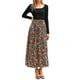 thumbnail image 4 of Vestido Maxi de Patchwork Vintage Inspire Chic para Mujer, Vestido de Fiesta de Cuello Cuadrado L Negro Verde, 4 of 6
