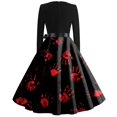 thumbnail image 4 of Halloween Hepburn Dresses for Women Castle Bat Crew Neck Horror Hepburn Dress Witch Hat Moon Long Sleeve Spooky Hepburn Dresses, XL, 4 of 4