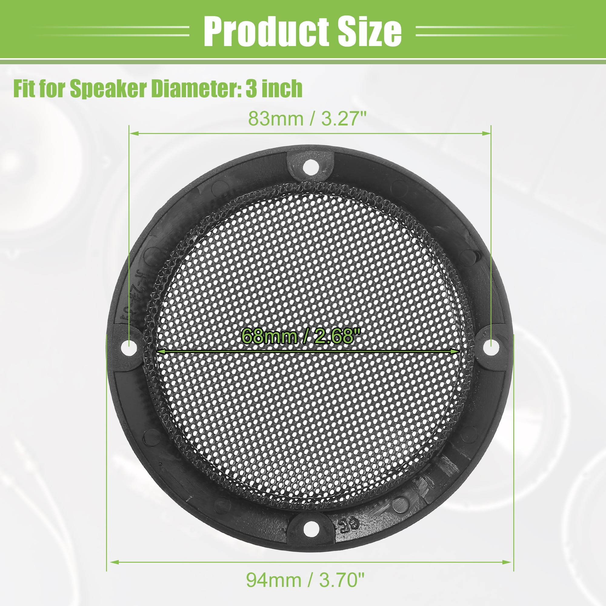 Unique Bargains Car Speaker Grills Cover Guard Protector Case with 16 Screws Black 3"