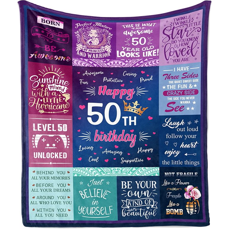 Happy 50th Birthday Blanket For Mom, 50th Birthday Gifts For Mom, 50 Year  Old Gifts For Woman - Best Personalized Gifts For Everyone