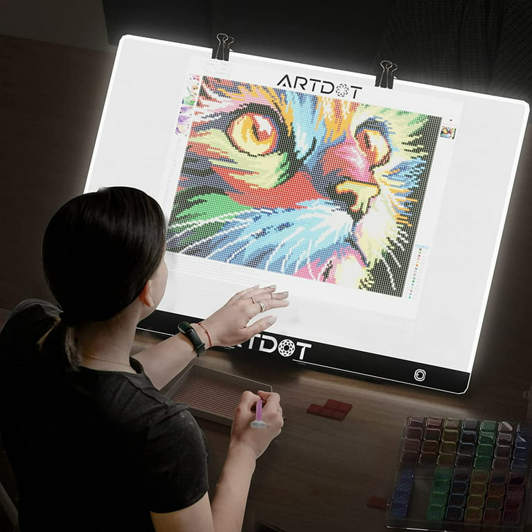 ARTDOT A2 LED Light Pad for Diamond Painting USB Powered Light Board Kit,  Adjustable Brightness with 12 Angles Stand and Clips 