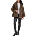 thumbnail image 2 of Women's Faux Fur Coat Winter Lapel Shaggy Warm Fluffy Jacket with Pockets M Brown, 2 of 6