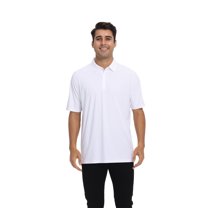 Zfeel Short Sleeve Collared Polo Shirt for Men, Stretchable Nylon-Spandex Polo, White, S