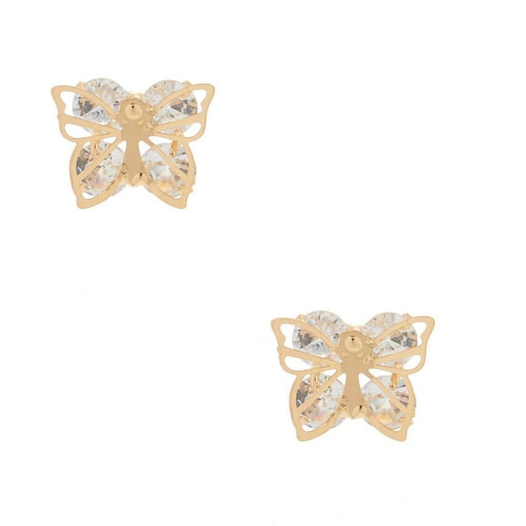 Claire's Gold-tone Cubic Zirconia Butterfly Stud Earrings