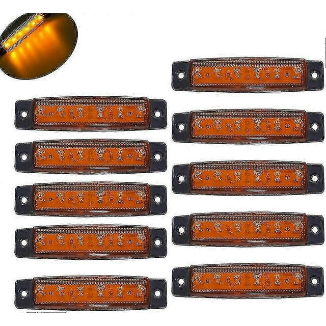 10 Pack 6 Led 9.7cm Trailer Turn Signal Lights For Trucks Amber Marker Lights Truck Cab Rear Marker Lights (amber)