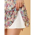 thumbnail image 7 of MODA NOVA Junior's Floral Print Elastic High Waist A-Line Mini Skirt White Pink XS, 7 of 7