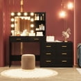 thumbnail image 6 of Yeshouse 1 Piece Modern Vanity Table Set with Mirror, Lights, 8 Drawers and 2 Shelves, Black, 6 of 6