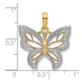 thumbnail image 2 of 14k Two-tone Gold Butterfly With White Beaded Angel Wings Charm 22.8x19.95mm Wide Pendant Necklace for Women, 2 of 2