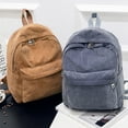 thumbnail image 3 of SPRING PARK Travel Laptop Backpack Women Solid Color Pocket Zip Corduroy Large Capacity Student Backpack Schoolbag, 3 of 7