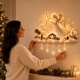 thumbnail image 6 of Diceymbol Lighted Nativity Wall Hanging Sign, Holy Birth Manger Wall Decor with Warm LED Lights and Snowflake Pendants for Christmas Home Decoration, 6 of 6