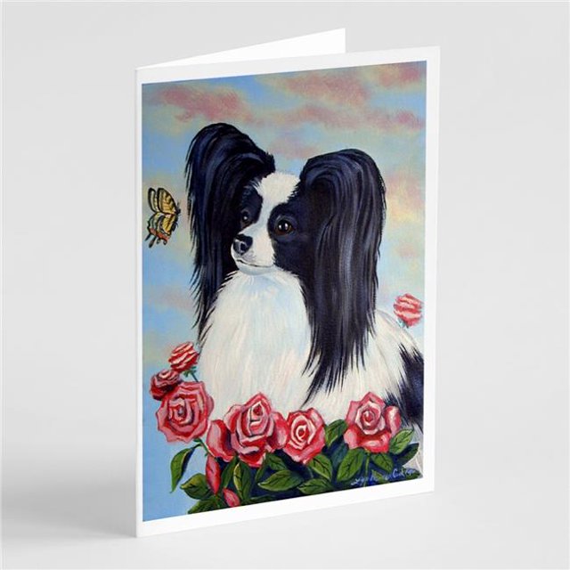 Papillon Black & White Greeting Cards & Envelopes - Pack of 8