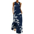 thumbnail image 2 of SMihono Robe Maxi Boho d'Été pour Femmes Grande Taille Mode Col en V Sans Manches Soirée d'Été Fête Imprimé Poches Gilet Longue Robe de Plage Robe d'Été, 2 of 6