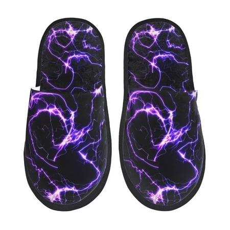 Balery Galaxy Lightning Slient Indoor Furry Fleece Comfort House Shoes Soft Non-Slip Home Shoes Cotton slippers House Slippers-- Medium