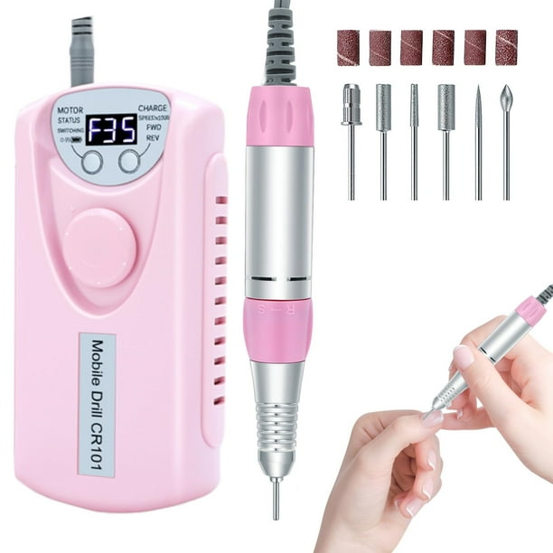 Taladro de uñas COYZU 35000 RPM portátil, inalámbrico y recargable, rosa