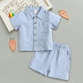 thumbnail image 2 of TOWED22 Toddler Boy Clothes Baby Boys Summer Outfits Patchwork Short Sleeve T-Shirt Shorts Set Summer Clothes Set 12M-5T(Blue,3-4 Years), 2 of 6