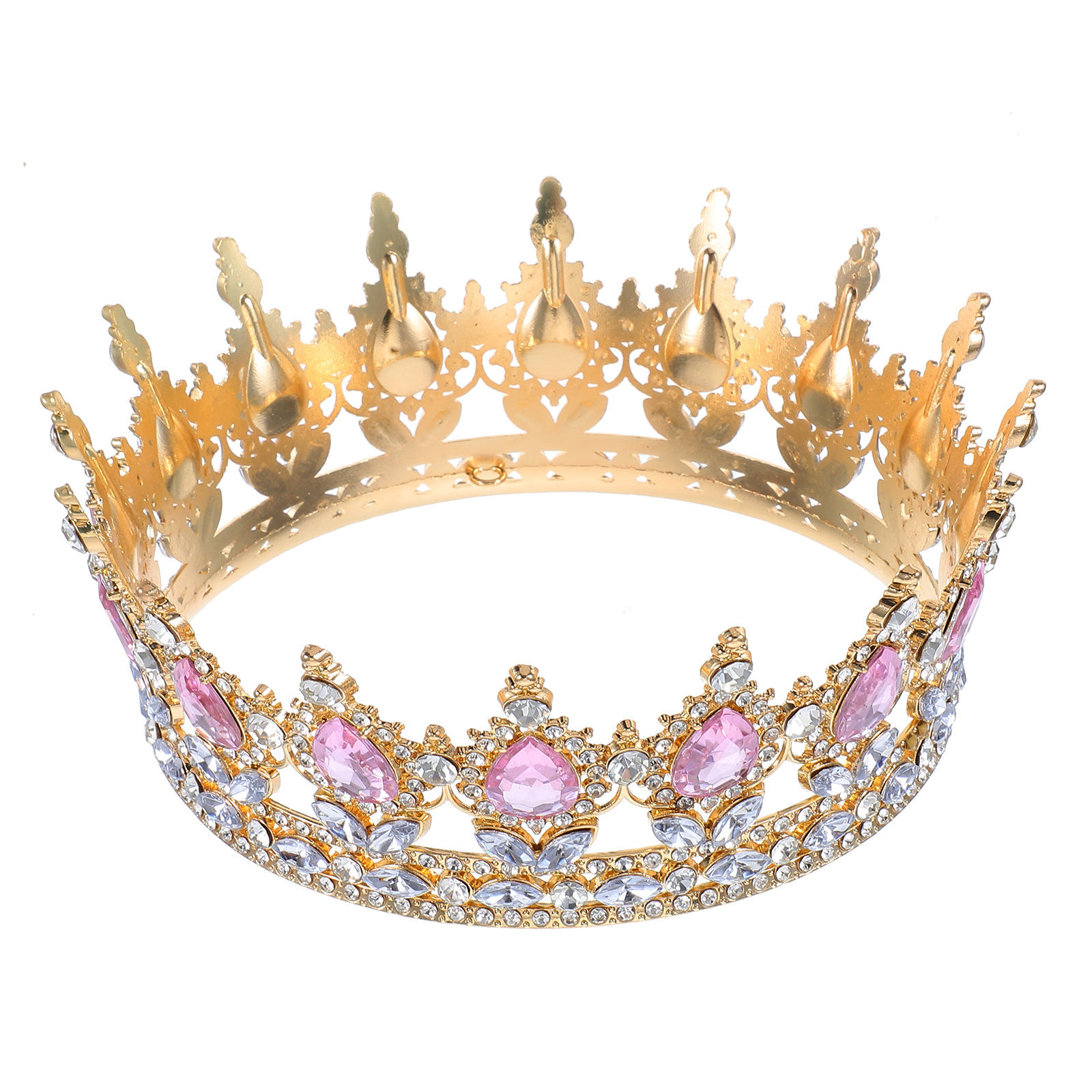 Gold Bling Jester Crown Jester Joker Venetian Half Face Mask with Bells - White Gold main image 4