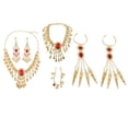 thumbnail image 4 of Conjunto de joyas para danza del vientre, collar con borlas de diamantes de imitación, pendientes, cadenas para la nariz, fiesta si jinwen Collar de danza del vientre, 4 of 8