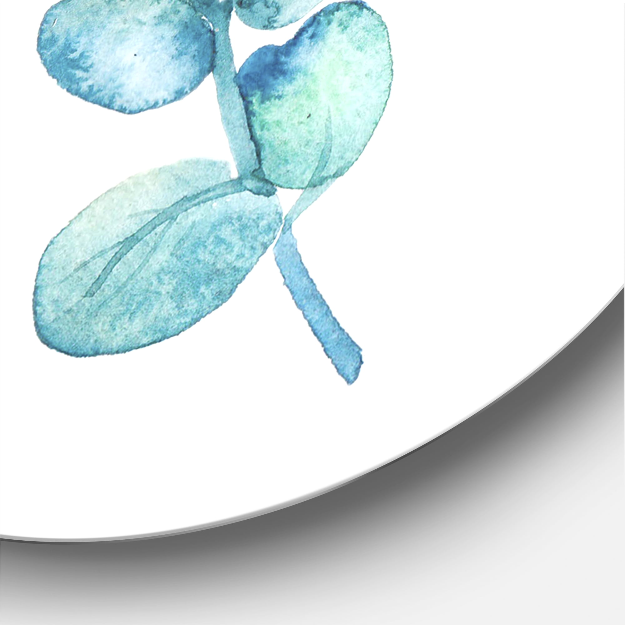Designart 'Succulents and Eucalyptus Leaves' Traditional Circle Metal Wall Art 11x11 - Disc of 11
