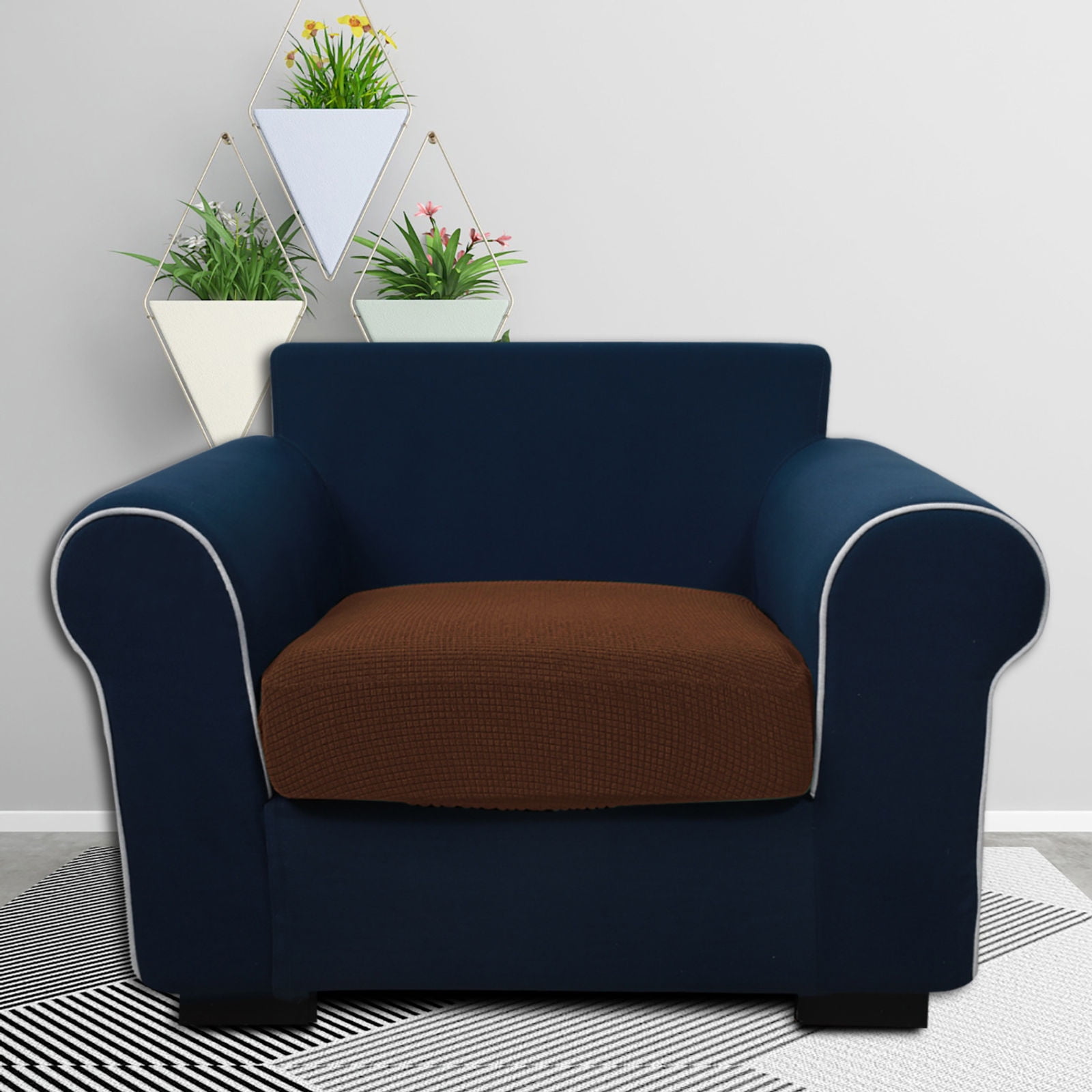 Stretch Couch Cushion Covers Waterproof, Jacquard Fabric Sofa Seat Slipcover Protectors for Chair Loveseat Individual 1 2 3 4 Seats Couch Covers-Light brown-1 Seats