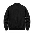 thumbnail image 2 of FRSASU Men's Suede Bomber Jacket Zip‑Up Stand Collar Long Sleeve Casual Lightweight Outerwear with Side Pockets Black, 2 of 7