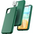 thumbnail image 1 of TOCOL Funda 5 en 1 para iPhone 13, con 2 protectores de pantalla + 2 protectores de lente de cámara, funda de silicona líquida para iPhone 13, azul medianoche, 1 of 4