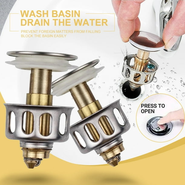 Universal 2 in 1 Wash Basin Bounce Drain Filter Pop Up Bathroom Sink