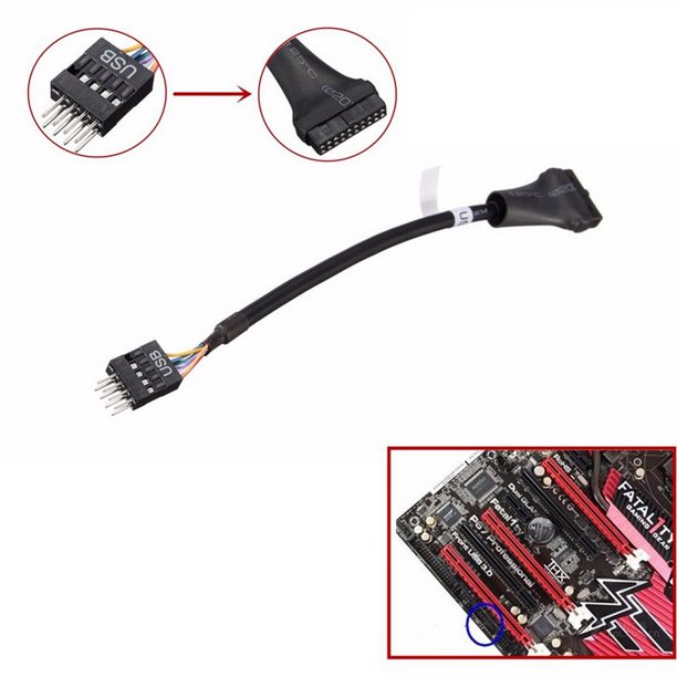 Câble Adaptateur USB 3.0 20 Broches Mâle Vers USB 2.0 9 Broches Femelle - Neuf, Pour Carte Mère