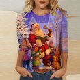 thumbnail image 2 of Camisas Navideñas Para Mujer Tops de Cuello Redondo Blusa Informal Suelta Con Manga 3/4 Y Estampado Navideño Odeerbi  ODB197871, 2 of 5