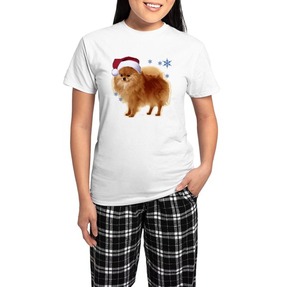 CafePress - Pomeranian Head Dog Art Women's Light Pajamas - Women's Short Sleeve Print T-Shirt and Pants Light Cotton Pajama Set