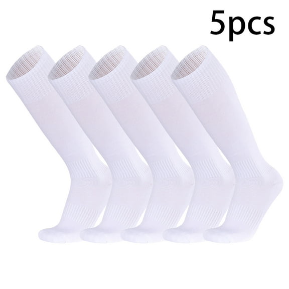 Fjuchai 5 Pairs Mens Sport Knee High Socks Long Baseball Football Tube Socks Male Solid Colour Training Thigh High Socks for Summer