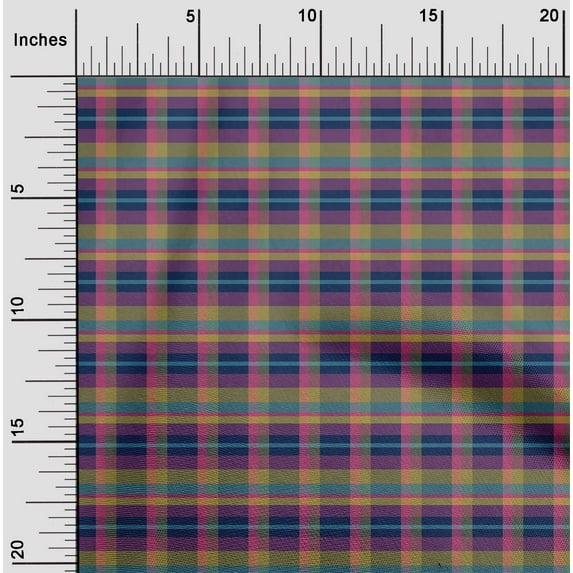 oneOone Viscose Jersey Fabric Madras Check Decor Fabric Printed BTY 60 Inch Wide