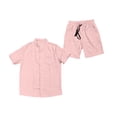 thumbnail image 6 of BLTIBY Men's Summer Beach Outfits 2 Piece Short Sleeve Button Shirts and Shorts Texture Vacation Sets Lightweight Pink L, 6 of 6