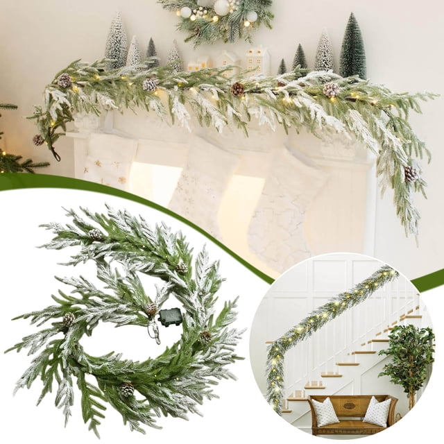 Piñas artificiales navideñas con ramas y enredaderas nevadas para coronas, guirnaldas y centros de mesa NCHKUN