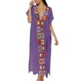 thumbnail image 5 of snowsong Bathing Suit Swimsuit Coverup Beach Dress Swimsuit Cover Up Summer Casual Short Sleeve Bathing Swim Suit Coverup Long LoungeWear Womens Swimsuits Beach Cover Up Purple, 5 of 7