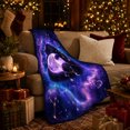 thumbnail image 3 of Celestial Cat Hugging Moon Galaxy Nebula Dreamy Mystic, Peaceful Pet Portrait Pattern, Warm Flannel Blanket for Living Room and Bedroom, Cat Lovers Just Because Gift, Pet Lover Home Decor, 3 of 9