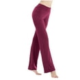 thumbnail image 4 of LEBONYARD High Waisted Flowy Wide Leg Pants for Women,Clearance Pants for Women Plus Size,Women's Loose High Waist Wide Leg Pants Workout Out Leggings Casual Trousers Yoga Gym Pants Wine M, 4 of 6