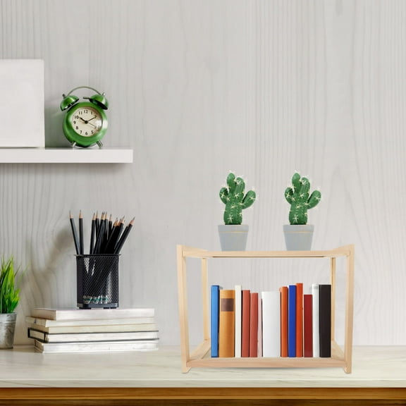 Masteelf  Bookshelf Desktop Book Storage Organizer Standing Bookcase Wood Display Storage Rack