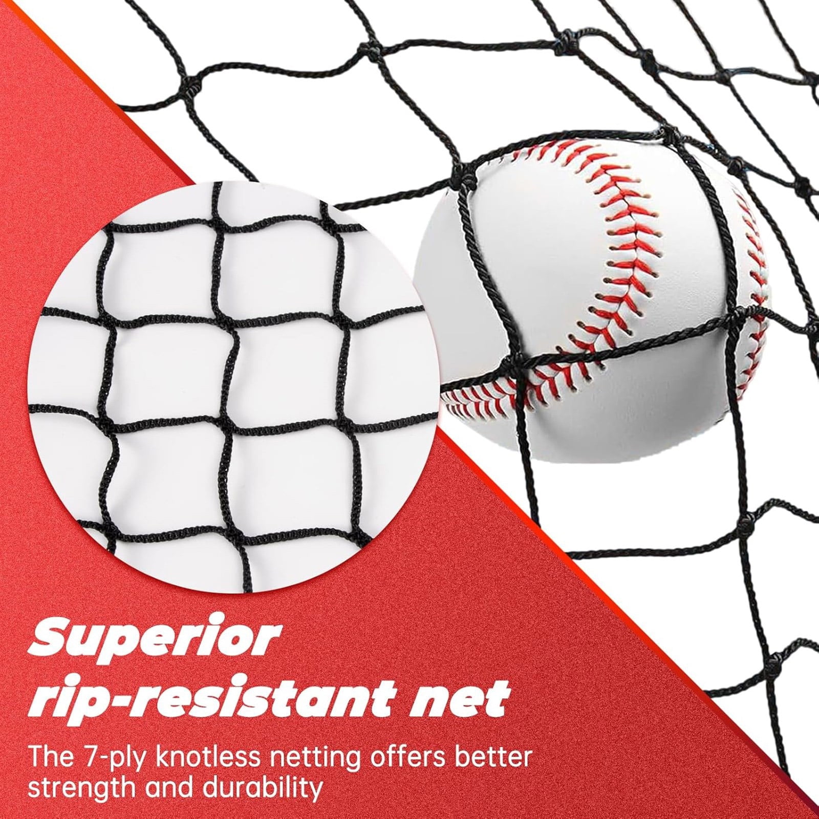 7x7ft Baseball Softball Practice Net Nylon Heavy Duty Netting Rebounds Training Baffle Net for Indoor Outdoor Use